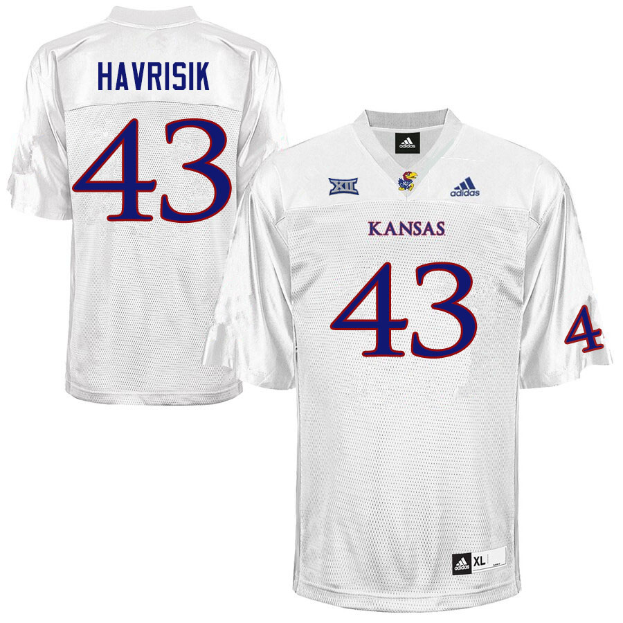 Men #43 Lucas Havrisik Kansas Jayhawks College Football Jerseys Sale-White - Click Image to Close